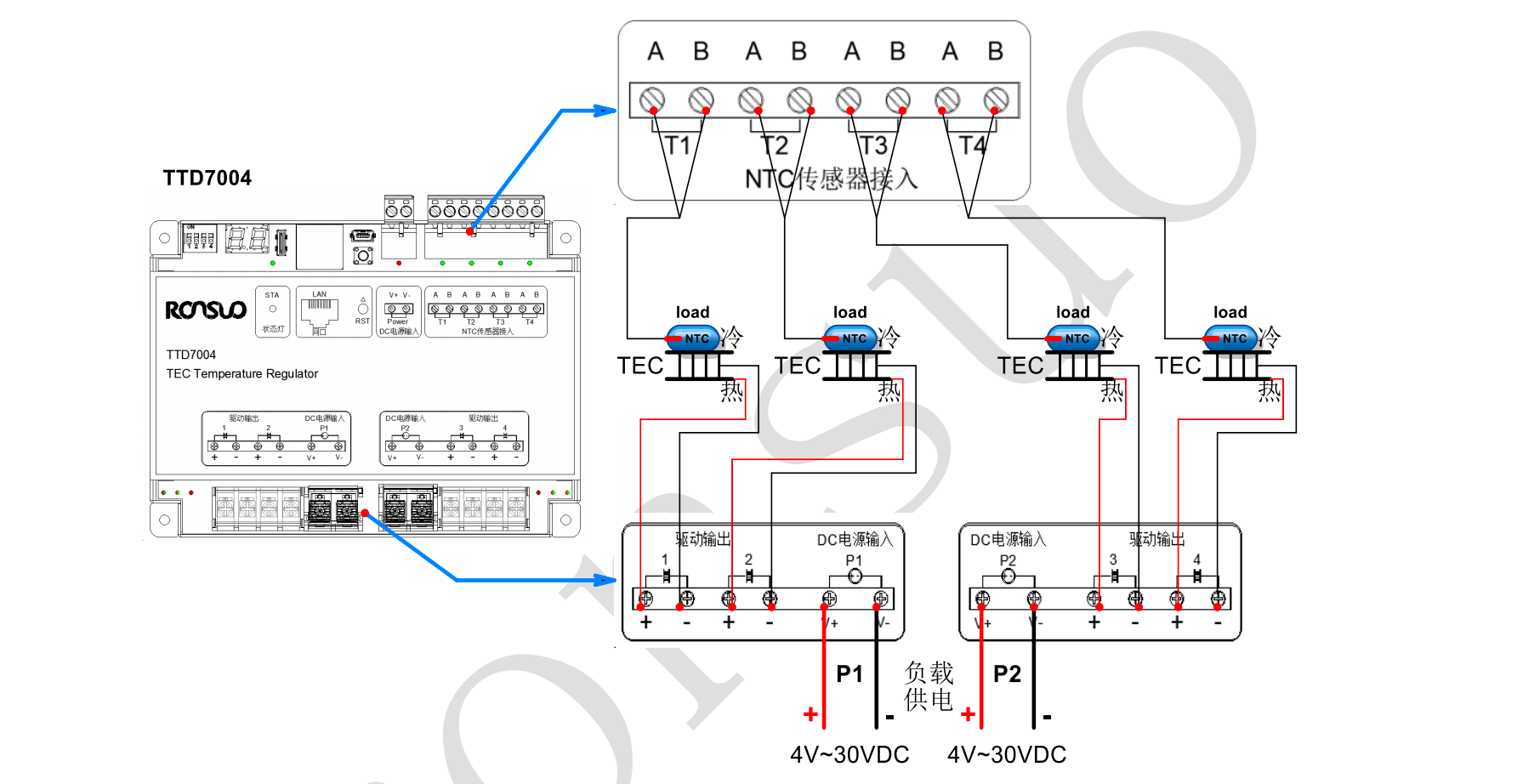 TEC温控接线方案